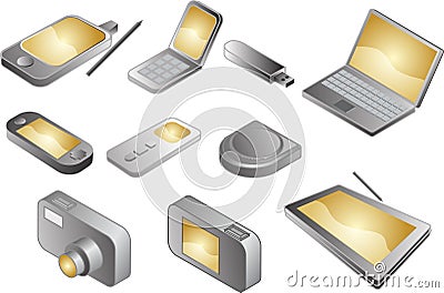 Various electronic gadgets, illustration Vector Illustration