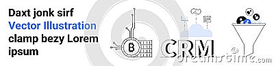 Data Management Blockchain, CRM, and Funnel Automation Visual Representation Vector Illustration