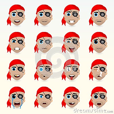 Various emotions of the character. Set of avatar icons. Vector Illustration