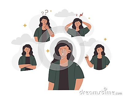 Various emotions and mood changes Vector Illustration