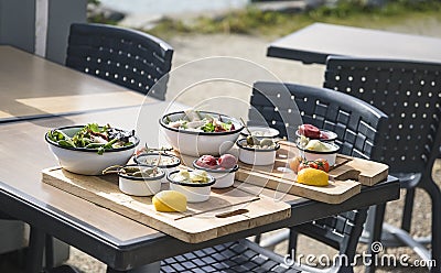 Various of entree on the table in a restaurant Stock Photo