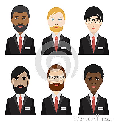 Various ethnicity business men. Vector Illustration