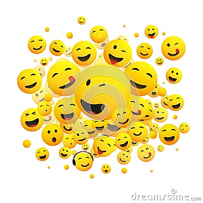 Various Faces, Emoticons Vector Illustration