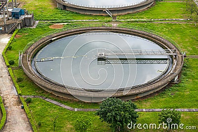 Various facilities and sedimentation tanks in sewage treatment plants Stock Photo
