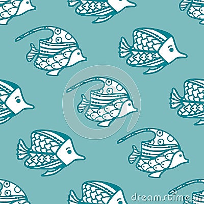 Vector seamless fish pattern. Vector Illustration