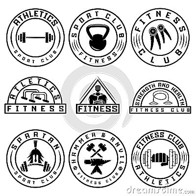 Various fitness labels and design elements Vector Illustration