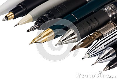 Various fountain pens Stock Photo