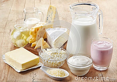 Various fresh dairy products Stock Photo