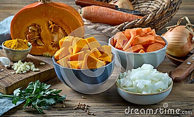 Various fresh vegan food ingredients Stock Photo