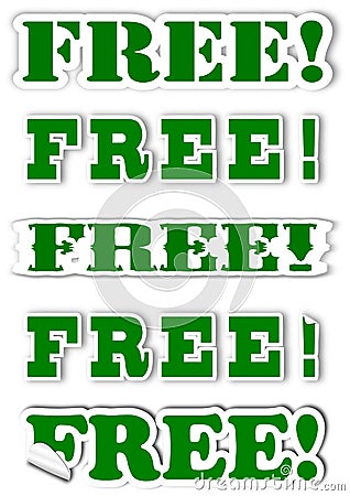 Various green lettering as free stickers Cartoon Illustration