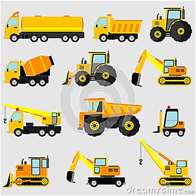 Various heavy equipment Vector Illustration