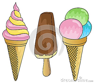 Various ice cream collection Vector Illustration