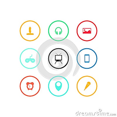 Various icon vector inside line square Vector Illustration