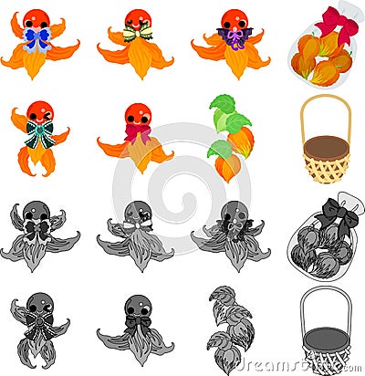 The various icons of ground cherry Vector Illustration