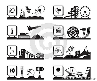 Various industries with logos Vector Illustration