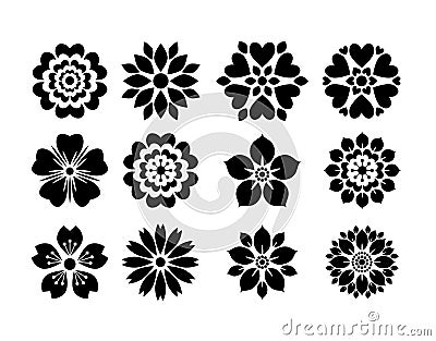 Various isolated Flower Vector Vector Illustration