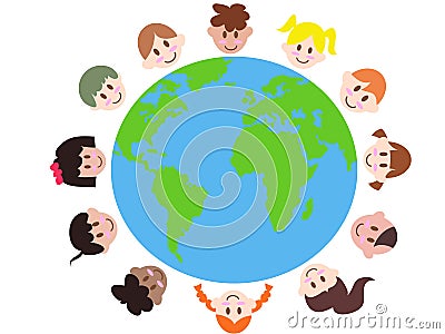 Various kids around the earth Vector Illustration