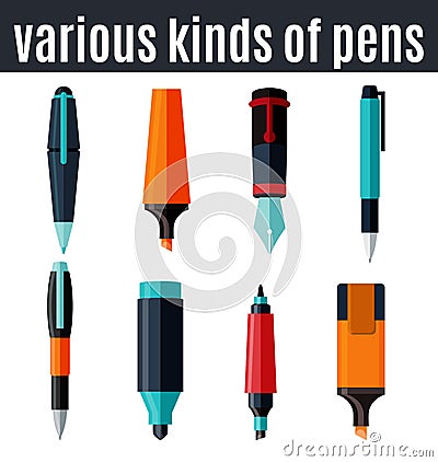 Various kind pen Stock Photo