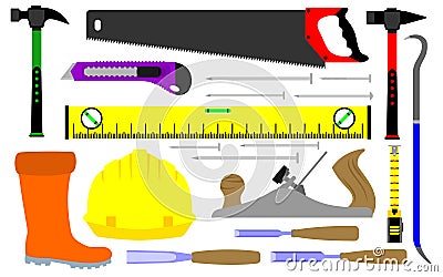 Various kinds of builders tools Vector Illustration