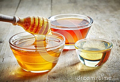 Various kinds of honey Stock Photo