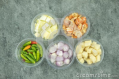 Various kinds of Thai food ingredients prepare of cooking Stock Photo
