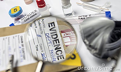 Various laboratory tests forensic equipment Stock Photo