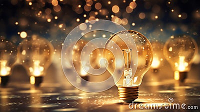 Various light bulbs on a tabl Stock Photo