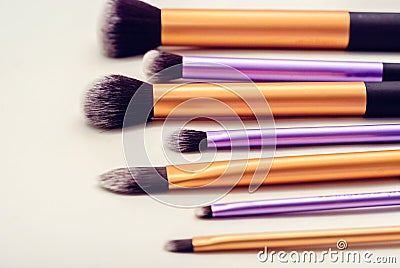 Various make up brushes Stock Photo