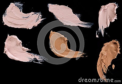 Various make up liquid powder strokes Stock Photo