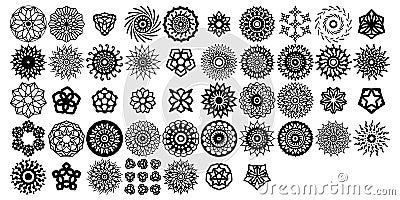 Various mandala collections sets. Boho style. Vector files can be applied to print and digital media Vector Illustration