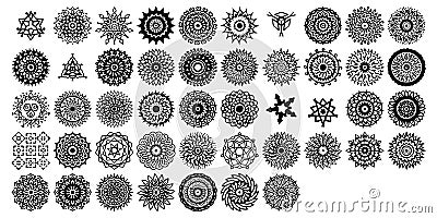 Various mandala collections sets. Boho style. Vector files can be applied to print and digital media Vector Illustration