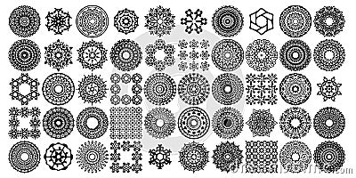 Various mandala collections sets. Boho style. Vector files can be applied to print and digital media Vector Illustration