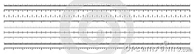 Various measurement scales with divisions. Realistic long scale for measuring length or height in centimeters Vector Illustration