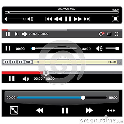 Various media player controls Vector Illustration