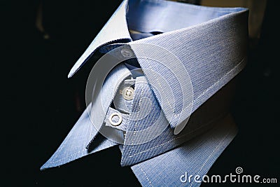 Various Mens Blue Shirt Collars Suit Fashion French Stock Photo