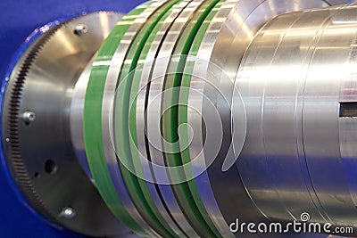 Various metal elements of rolls of rolling mills Stock Photo