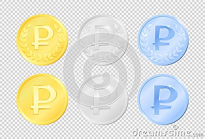 Coin Set of Ruble Currency Vector Illustration