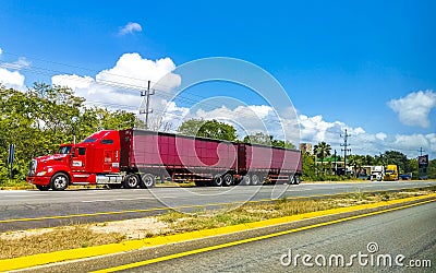 Various Mexican trucks transporters vans delivery cars in Mexico Editorial Stock Photo