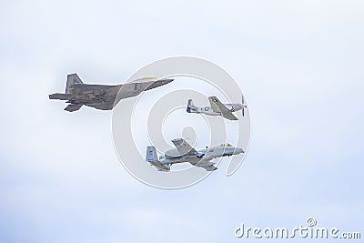 Various Military Aircrafts Fly In Formation Editorial Stock Photo