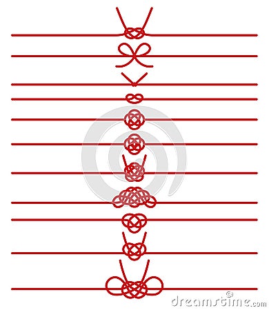 Various decorative Japanese cord made from twisted paper knotillustration Cartoon Illustration