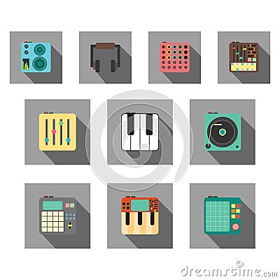 various musical electronic equipments. Vector illustration decorative design Vector Illustration