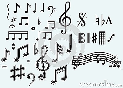 Various musical notes Vector Illustration