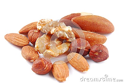 Various nuts isolated Stock Photo