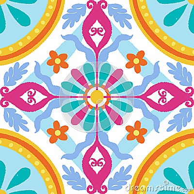 Various oriental colorful decorations combined to create seamless pattern illustration. Hand drawn graphic Cartoon Illustration