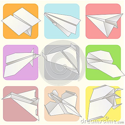 Paper Plane Model Collection Set Vector Illustration