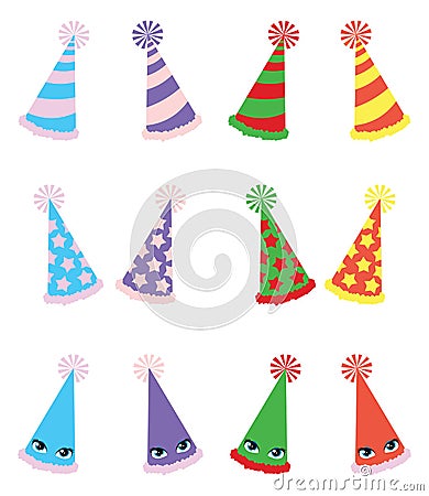 Various Party Hats Pack Vector Illustration