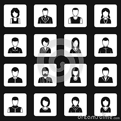 Various people icons set squares vector Vector Illustration