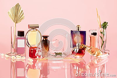 Various perfume bottles Stock Photo