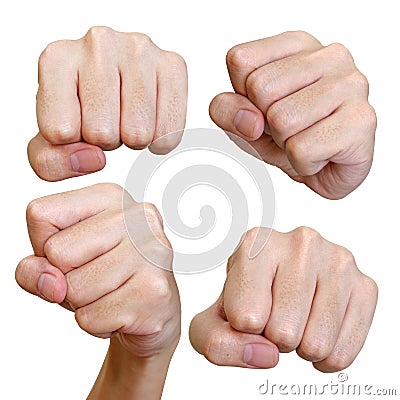 Various poses of punch fist isolated Stock Photo