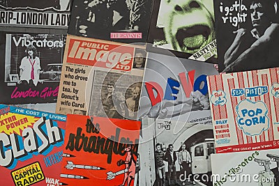 Various Punk record sleeves from the punk era. Editorial Stock Photo
